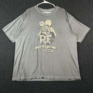 RAT FINK Shortsleeved Gray Graphic Print 100% Cotton Casual Tee Shirt Men's XL